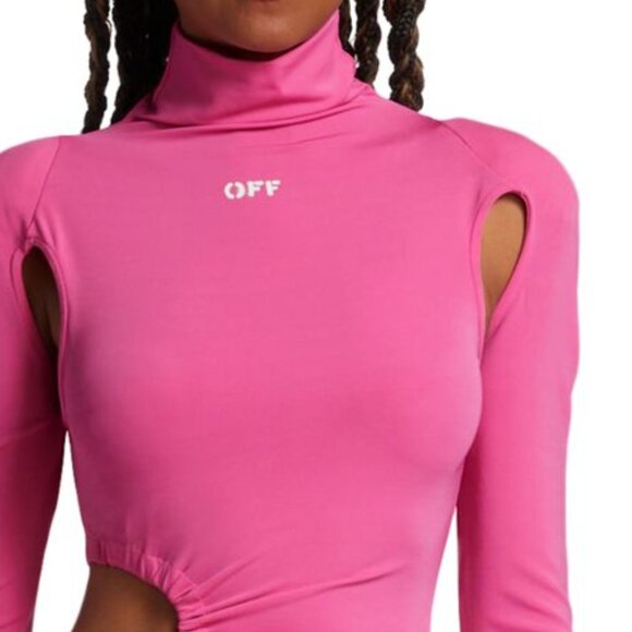 Off-White Vi-crepe See Thru Midi Dress in Fuchia - Picture 15 of 17